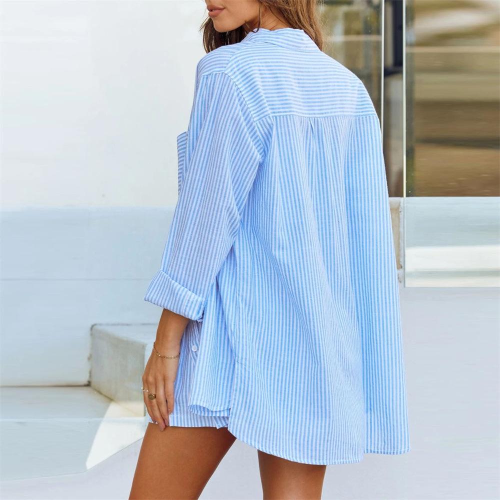 3/4 Roll Sleeve  Cotton Beach Shirt  |  Womens 34 Sleeve Tops 34 Sleeve Tops 34 Sleeve Tops