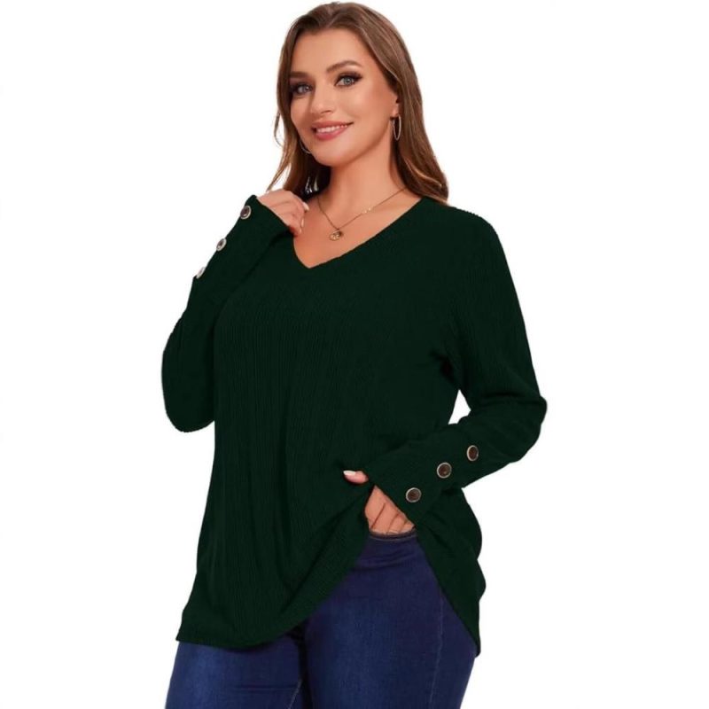 3/4 Sleeve Button Detail Jumper  |  Womens Jumpers Jumpers Jumpers