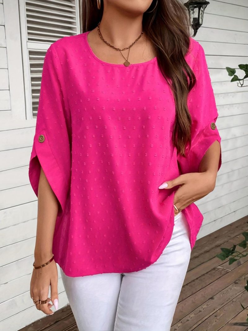 3/4 Sleeve Dobby Blouse  |  Womens Shirts & Blouses Shirts & Blouses Shirts & Blouses