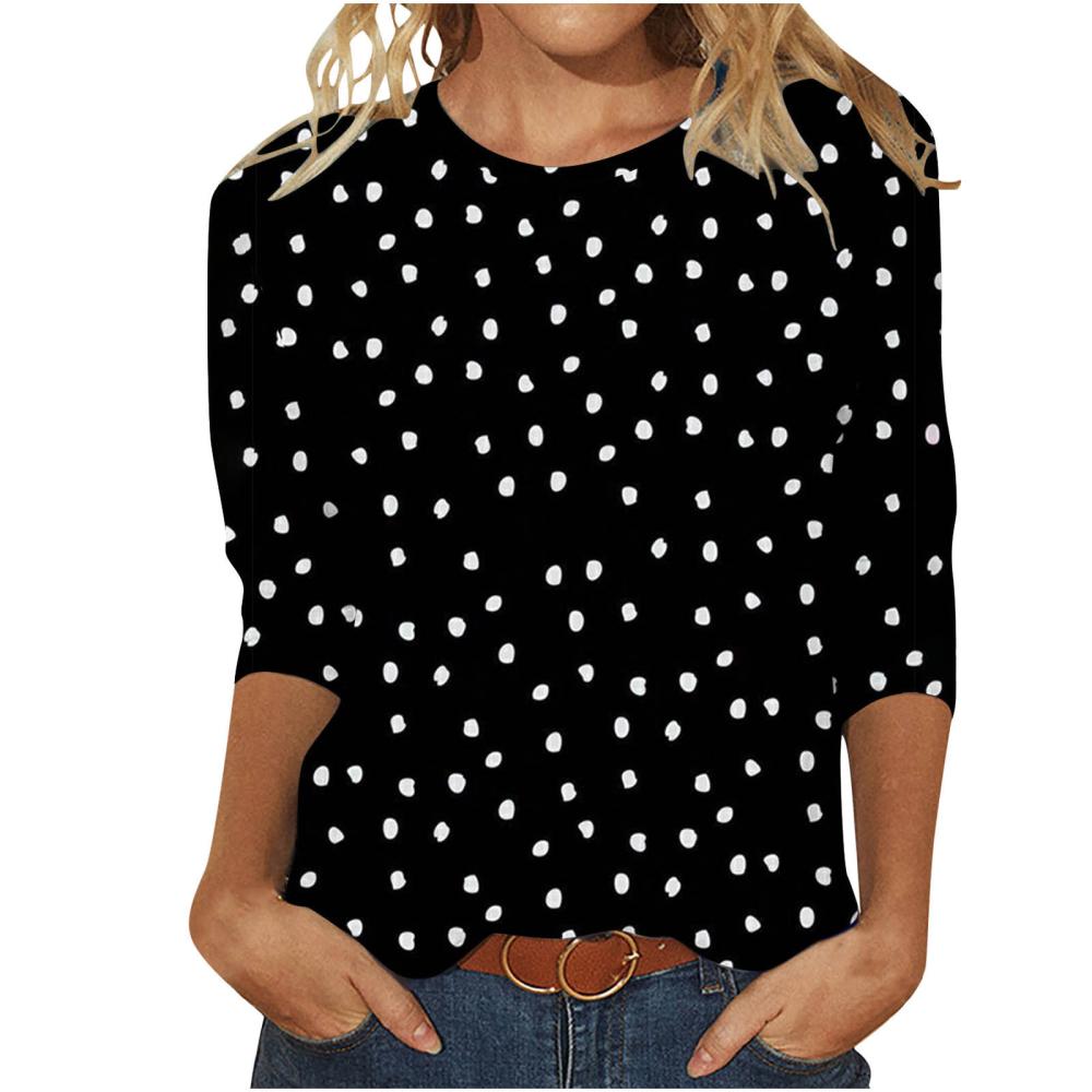 3/4 Sleeve Drop Shoulder Print Texture Top  |  Womens 34 Sleeve Tops 34 Sleeve Tops 34 Sleeve Tops