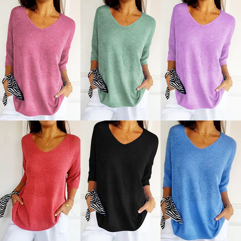 3/4 Sleeve Drop Shoulder Texture Top  |  Womens 34 Sleeve Tops 34 Sleeve Tops 34 Sleeve Tops