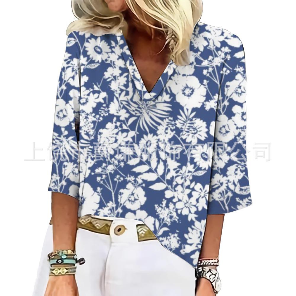 3/4 Sleeve Half Placket Blouse  |  Womens Shirts & Blouses Shirts & Blouses Shirts & Blouses