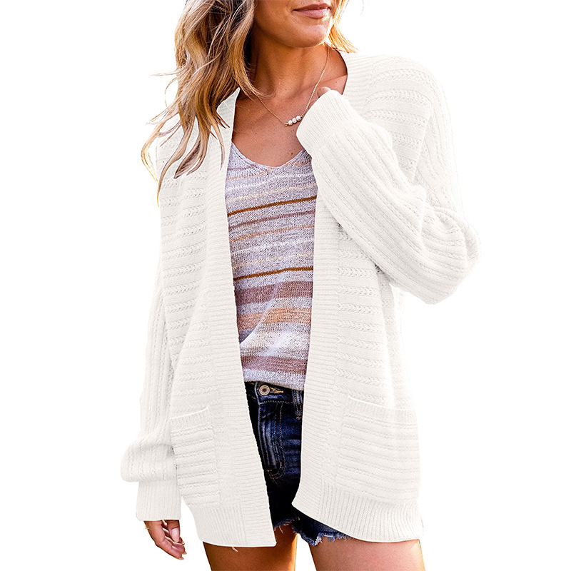 3/4 Sleeve Pointelle Stripe Cardigan  |  Womens Cardigans Cardigans Cardigans