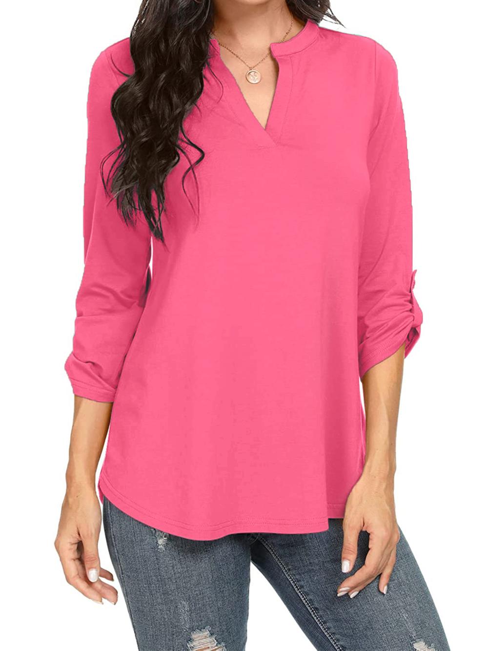 3/4 Tab Sleeve Bubble Texture Blouse  |  Womens Shirts & Blouses Shirts & Blouses Shirts & Blouses