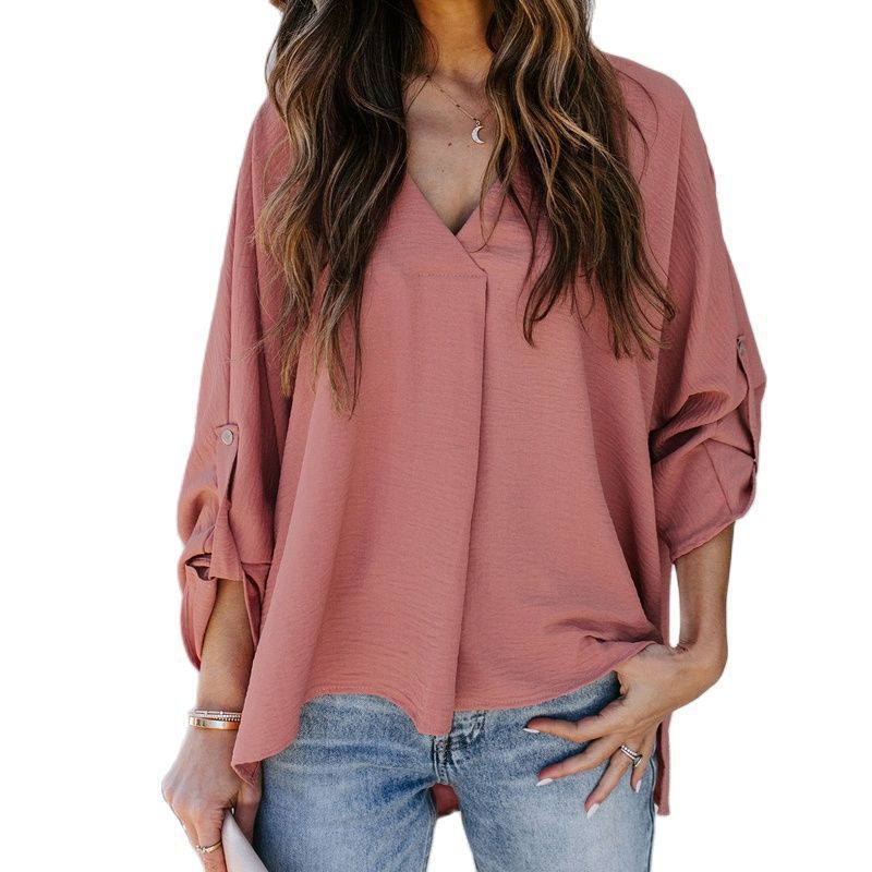 3/4 Tie Sleeve Cotton Slub Blouse  |  Womens Shirts & Blouses Shirts & Blouses Shirts & Blouses