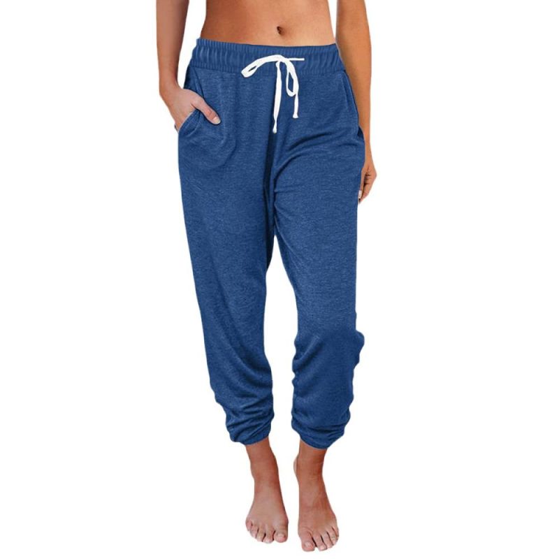 7/8Th Length Drawcord Rouched Tie Hem Pant  |  Womens Pants Bottoms Pants