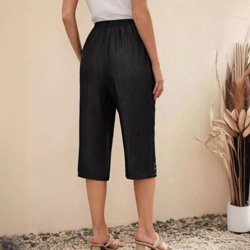 7/8Th Length Fril Hem Linen Blend Pant  |  Womens Pants Bottoms Pants