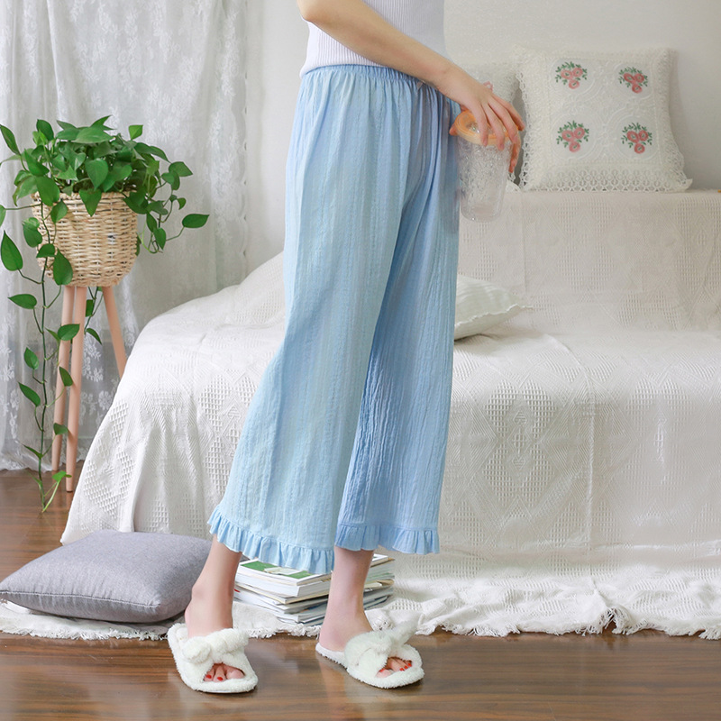 7/8Th Length Fril Hem Linen Blend Pant  |  Womens Pants Bottoms Pants