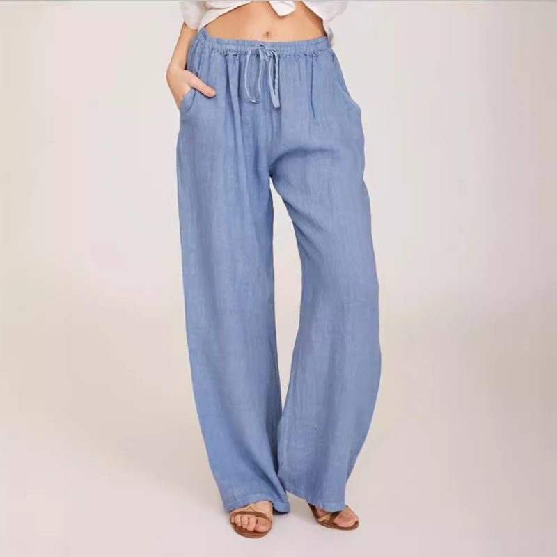 Ankle Length Paperbag Waist Textured Rayon Pant  |  Womens Pants Bottoms Pants