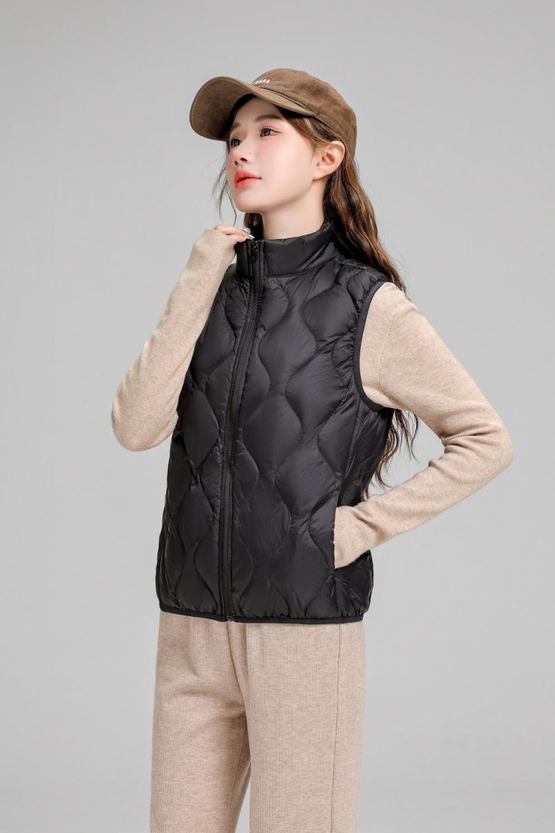 Contrast Quilted Vest  |  Womens Puffers Outerwear Puffers