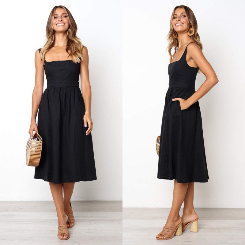 Cotton Textured Half Lined Midi Dress  |  Womens Midi Dresses Dresses Midi Dresses