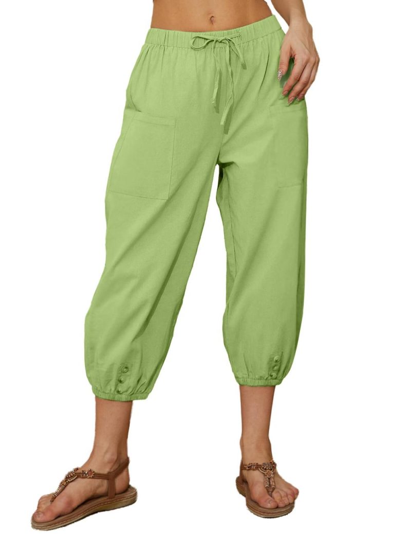 Crop Length Drawcord Waist And Hem Rayon Pant  |  Womens Crops & Capris Bottoms Crops & Capris