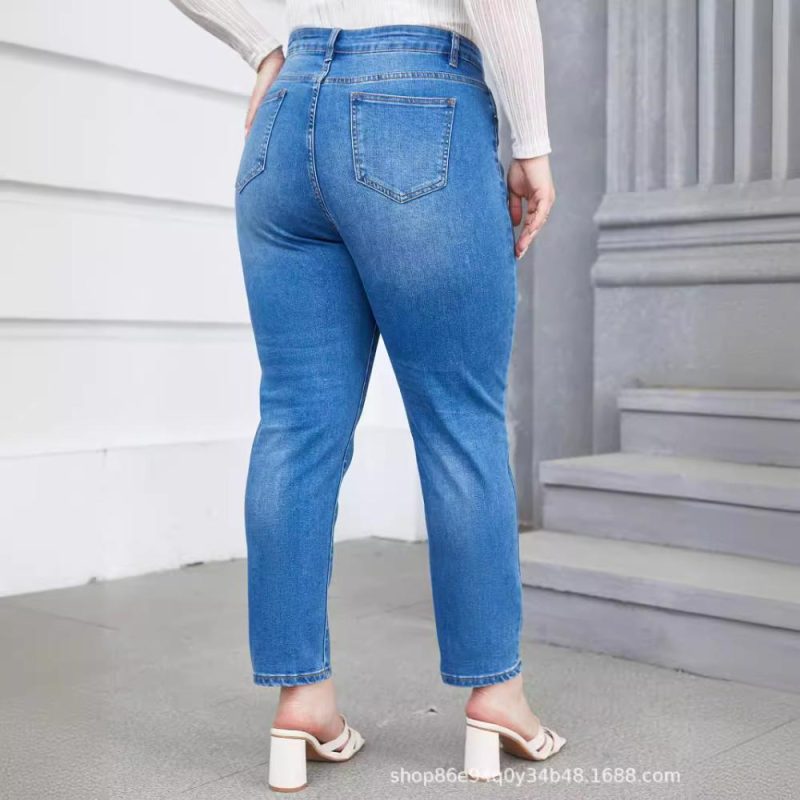 Crop Length Knitted Denim 5 Pocket Jean  |  Womens Jeans Bottoms Jeans