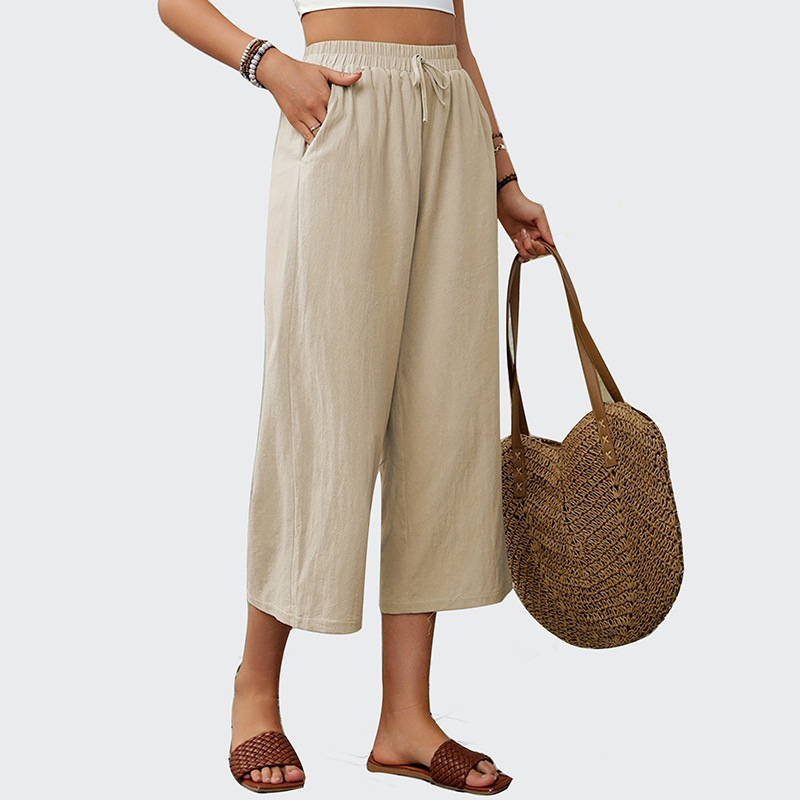 Crop Length Paperbag Waist Pinted Pants  |  Womens Crops & Capris Bottoms Crops & Capris