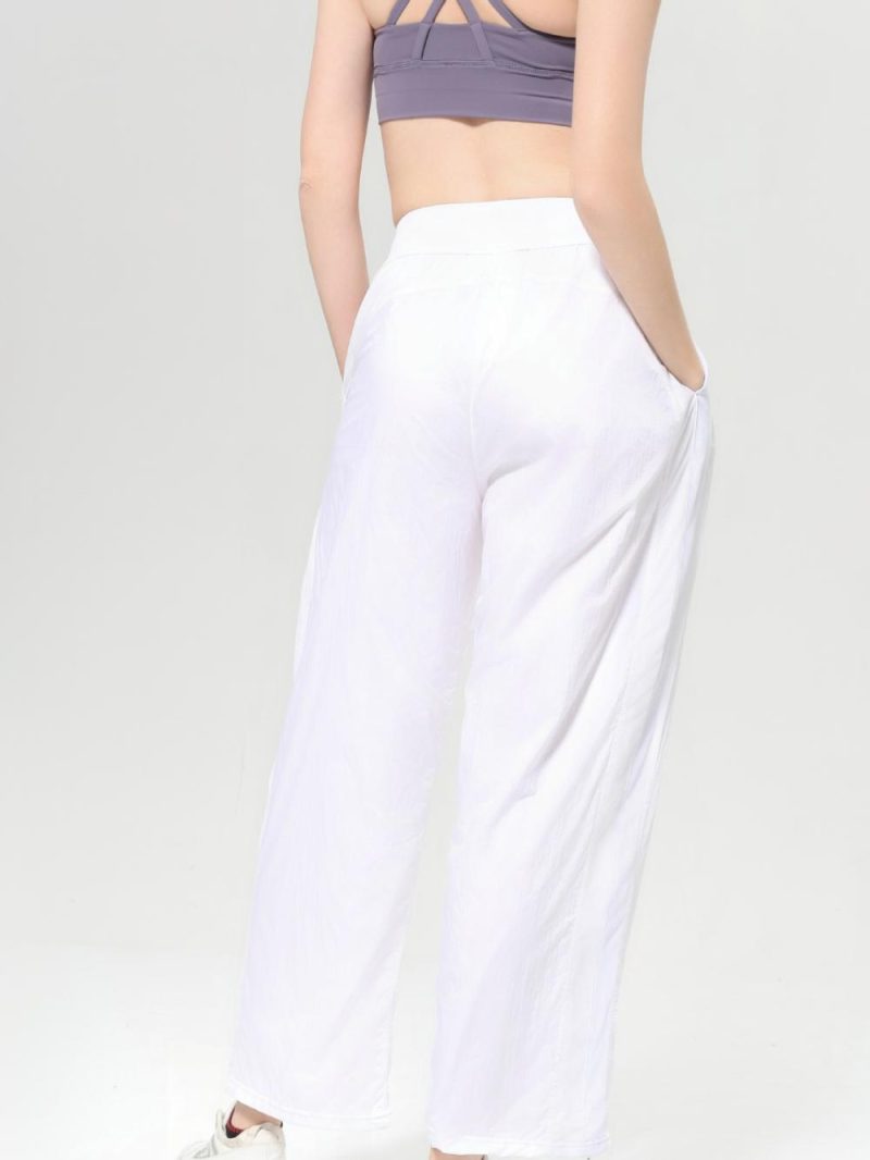 Crop Length Wide Leg Shell Button Linen Blend Pant  |  Womens Crops & Capris Bottoms Crops & Capris