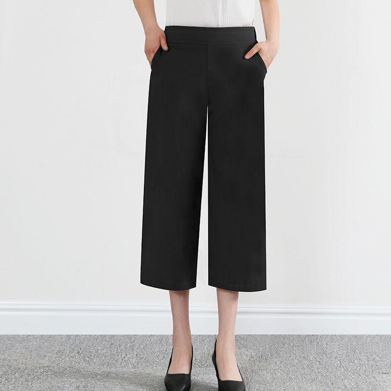 Crop Length Wide Leg Shell Button Linen Blend Pant  |  Womens Crops & Capris Bottoms Crops & Capris