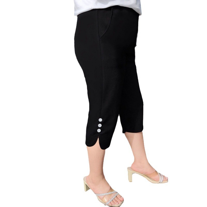 Crop Pants With Button Side Ankle Detail  |  Womens Crops & Capris Bottoms Crops & Capris