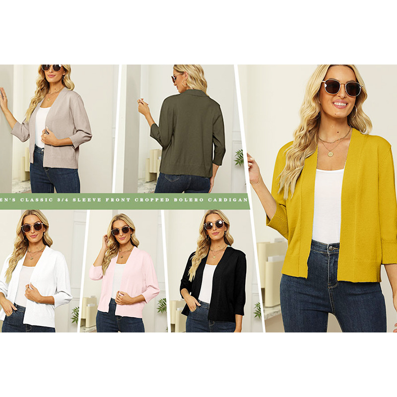 Elbow Sleeve Crop Cardigan  |  Womens Cardigans Cardigans Cardigans