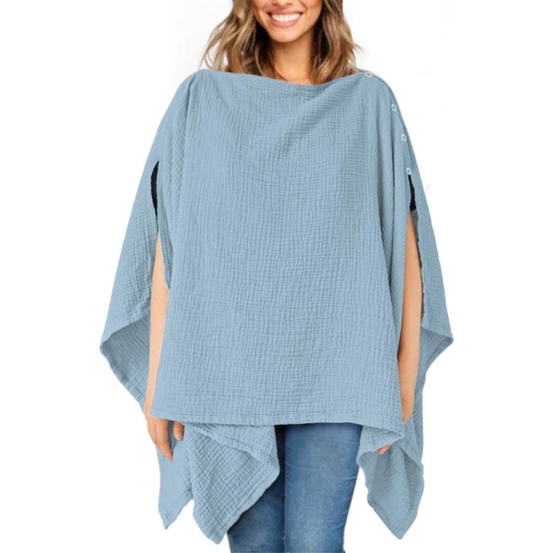 Elbow Sleeve True Knitwear Poncho Buttons  |  Womens Wraps & Ponchos Knitwear Womens