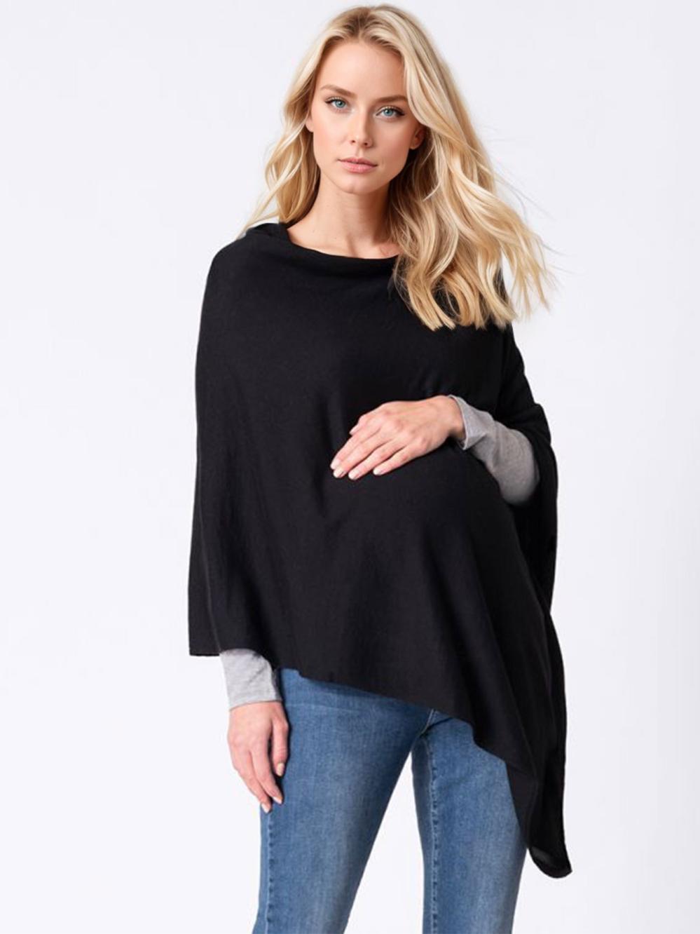 Elbow Sleeve True Knitwear Poncho Buttons  |  Womens Wraps & Ponchos Knitwear Womens