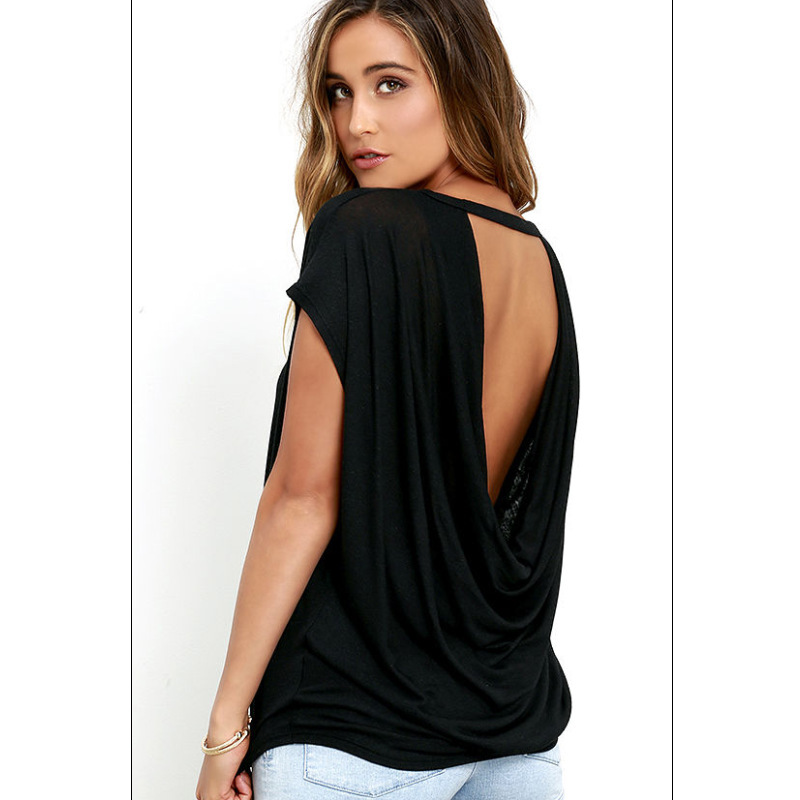 Extended Sleeve Cowl Neck Top With Diamante Back Trim  |  Womens Tees Tees Tees