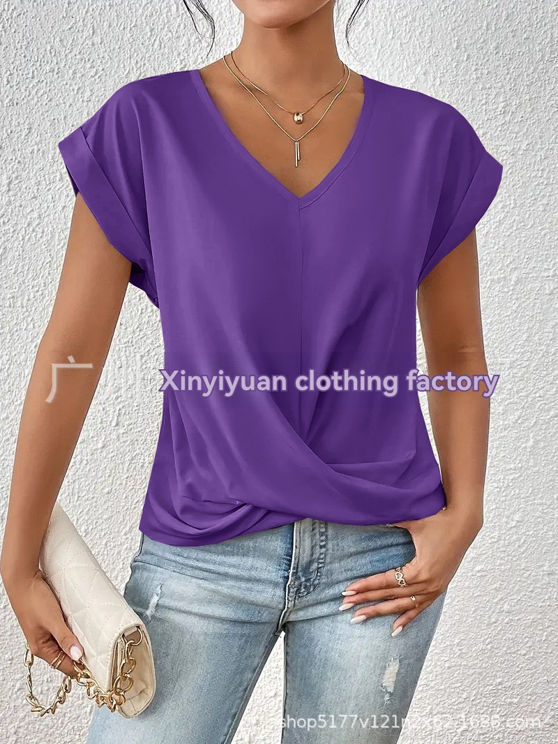 Extended Sleeve Textured Tie Front Top  |  Womens Tees Tees Tees