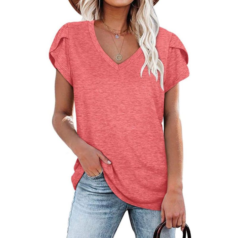 Extended Sleeve Textured V-Neck  |  Womens Tees Tees Tees