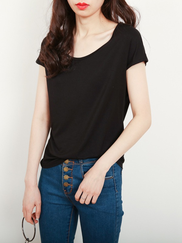 Extended Sleeve Top With Button Shoulder Detail  |  Womens Tees Tees Tees