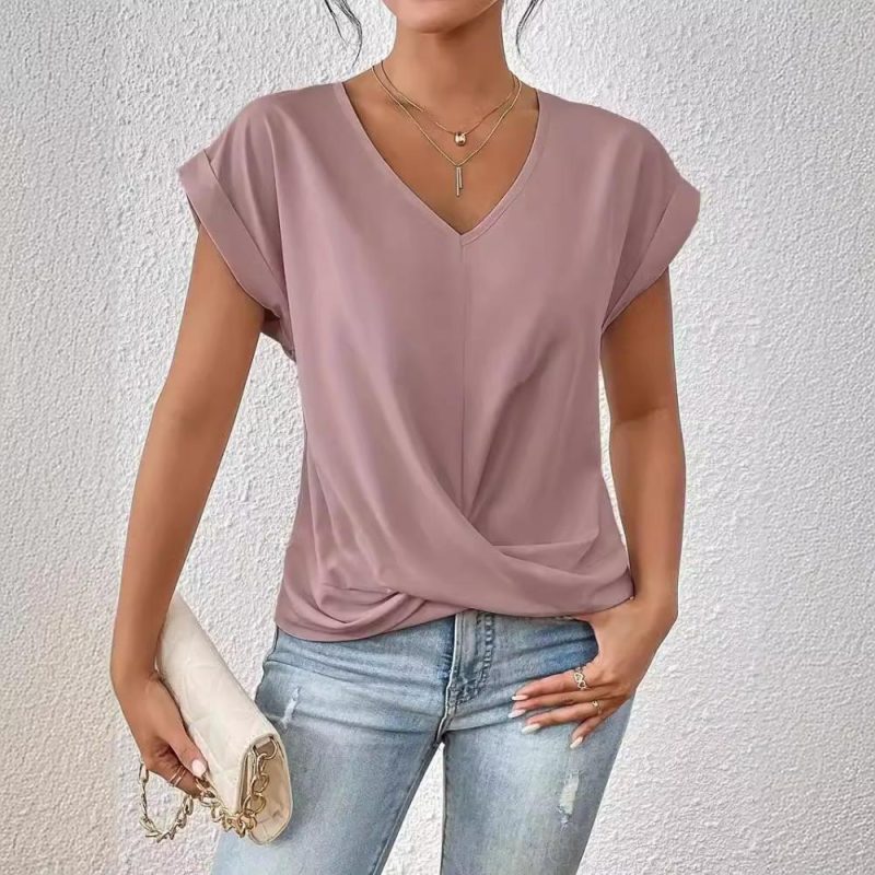 Extended Sleeve Top With Neck Trim  |  Womens Tees Tees Tees