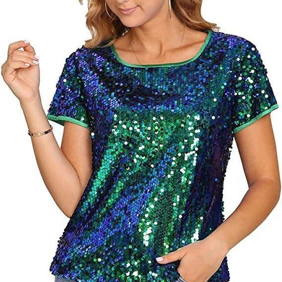 Extended Sleeve Top With Sequin Front  |  Womens Tees Tees Tees