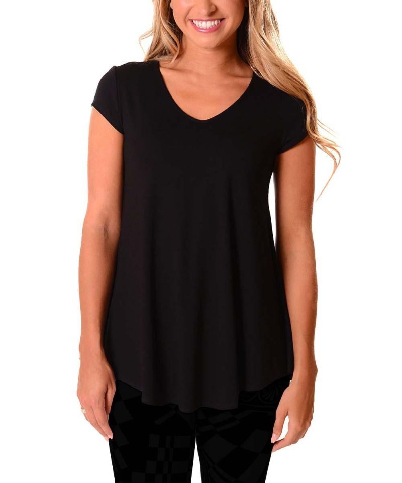 Extended Sleeve V-Neck Knit Top  |  Womens Tees Tees Tees