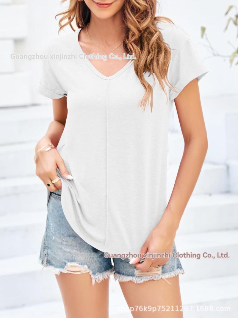 Extended Sleeve V-Neck Knit Top  |  Womens Tees Tees Tees