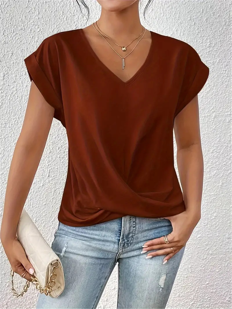 Extended Sleeve V-Neck T-Shirt  |  Womens Tees Tees Tees