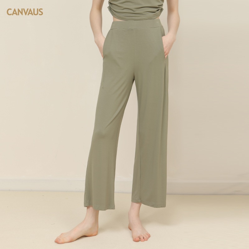 Flat Front Elastic Back Waist Crop Pant  |  Womens Crops & Capris Bottoms Crops & Capris