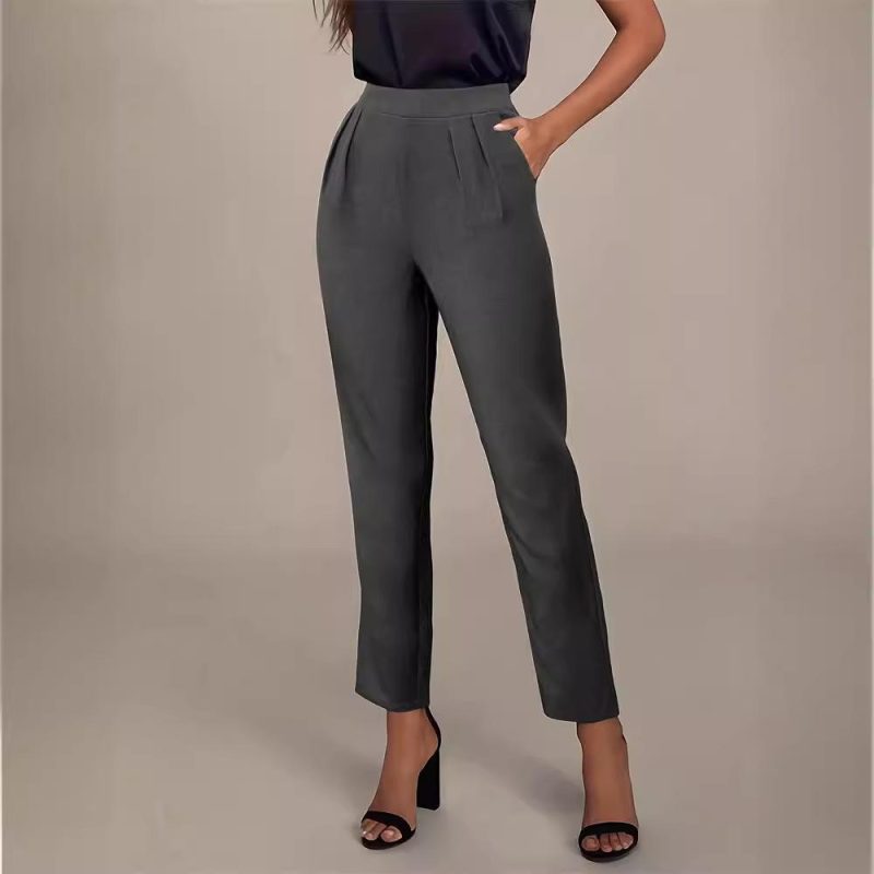 Full Length Brushed Elastic Back Pant  |  Womens Pants Bottoms Pants