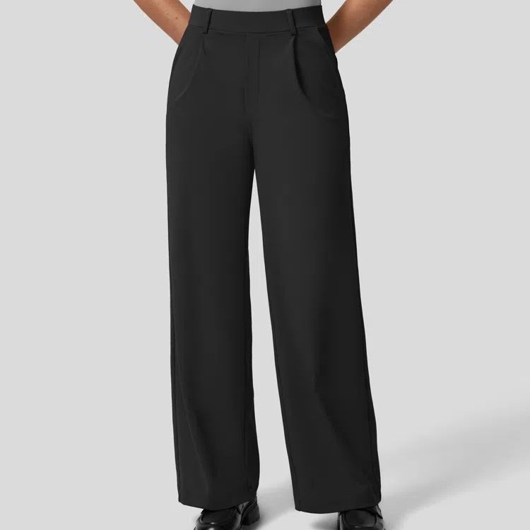 Full Length Pocket Detail Ponte Lounger Straight Leg Pant  |  Womens Pants Bottoms Pants