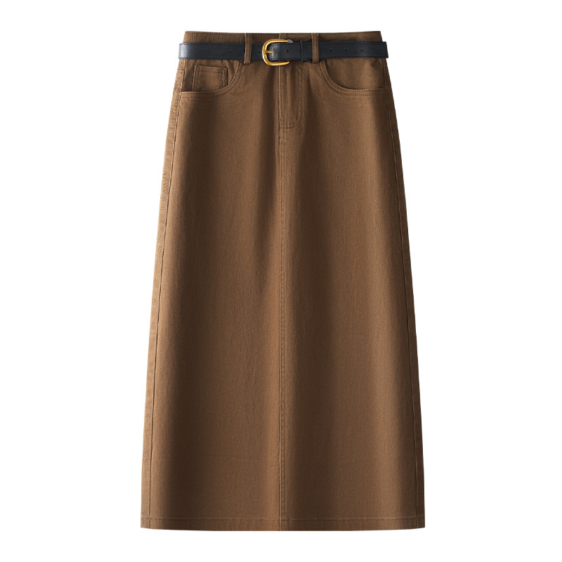 Knee Length Cotton Canvas Pencil Skirt  |  Womens Skirts Bottoms Skirts