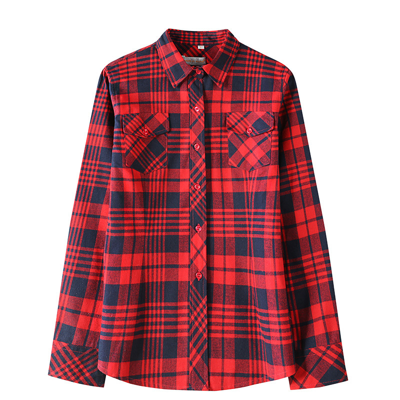 Long Roll Sleeve Check Shirt  |  Womens Shirts & Blouses Shirts & Blouses Shirts & Blouses