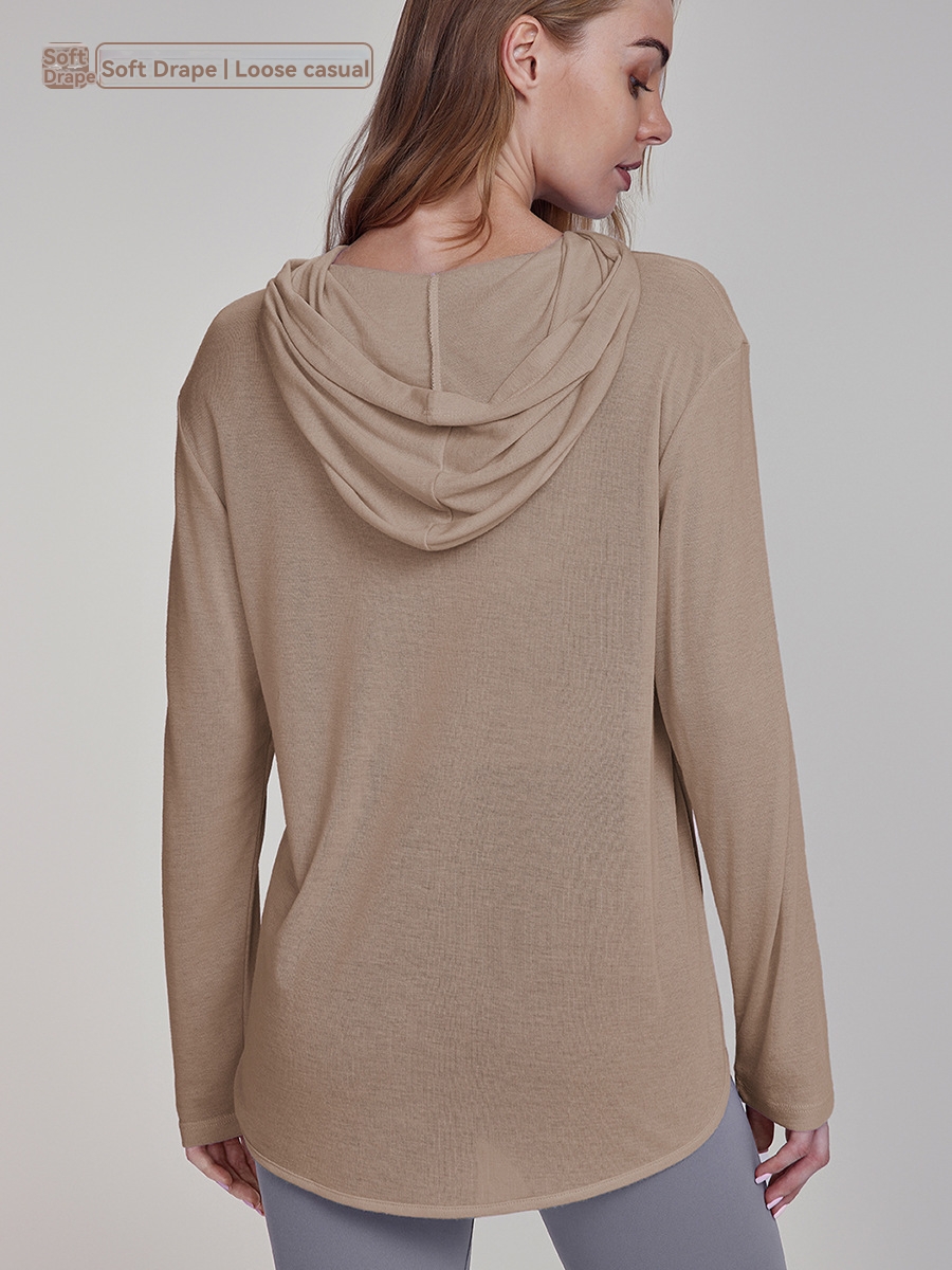 Long Sleeve Brushed Cowl Neck Top With Shoulder Trim  |  Womens Long Sleeve Tops Long Sleeve Tops Long Sleeve Tops