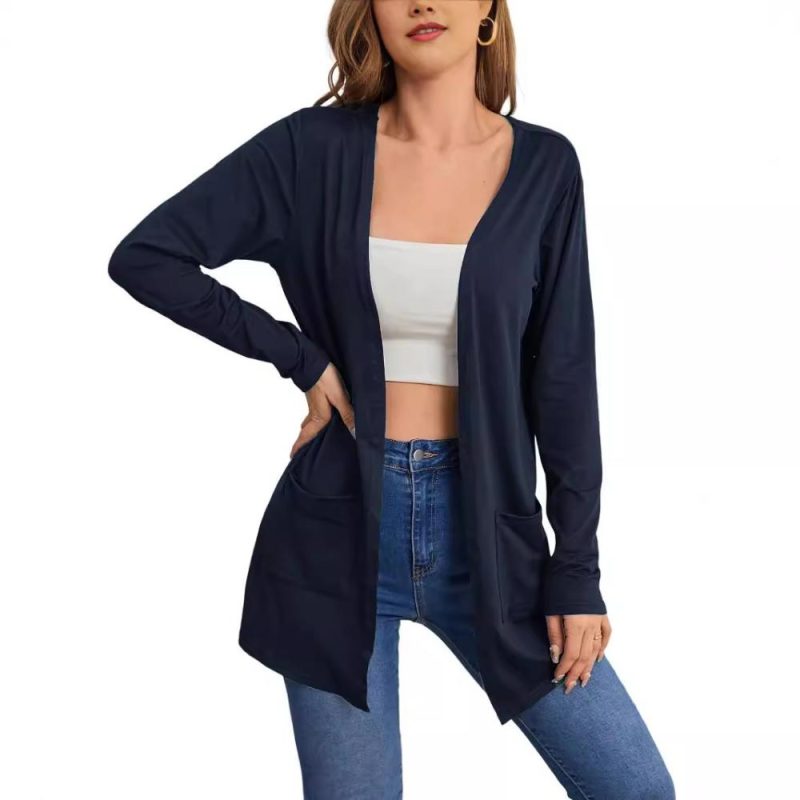 Long Sleeve Brushed Edge To Edge Cardigan  |  Womens Long Sleeve Tops Long Sleeve Tops Long Sleeve Tops