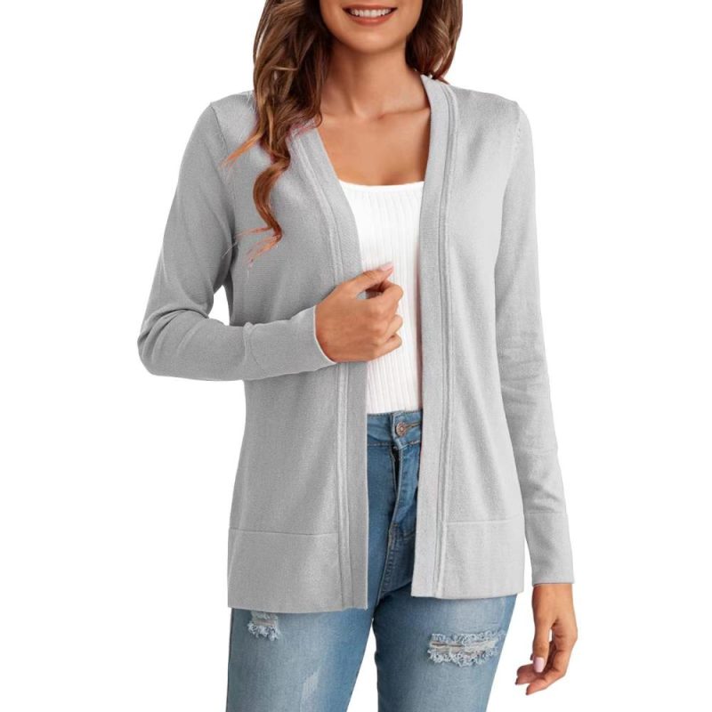 Long Sleeve Brushed Edge To Edge Cardigan  |  Womens Long Sleeve Tops Long Sleeve Tops Long Sleeve Tops