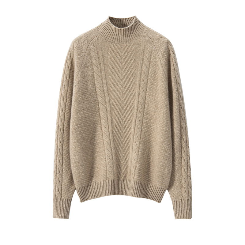 Long Sleeve Cable Front Mock Neck Jumper  |  Womens Jumpers Jumpers Jumpers