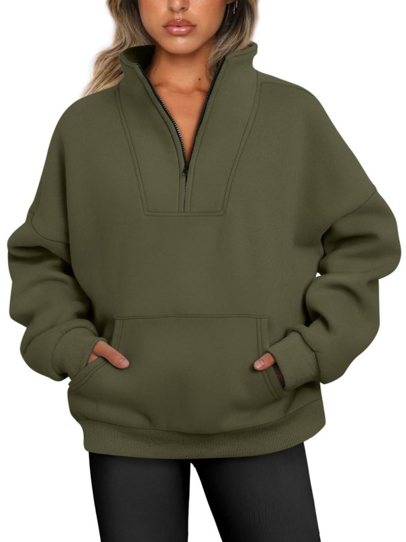 Long Sleeve Half Zip Jumper With Rib  |  Womens Long Sleeve Tops Long Sleeve Tops Long Sleeve Tops