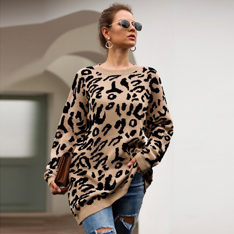 Long Sleeve Leopard Jumper  |  Womens Jumpers Jumpers Jumpers