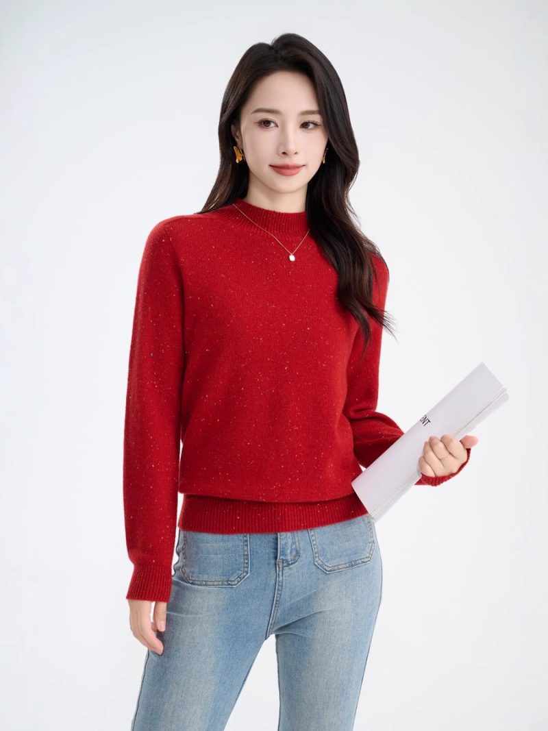 Long Sleeve Mini Self Spot Mock Neck  Jumper  |  Womens Jumpers Jumpers Jumpers