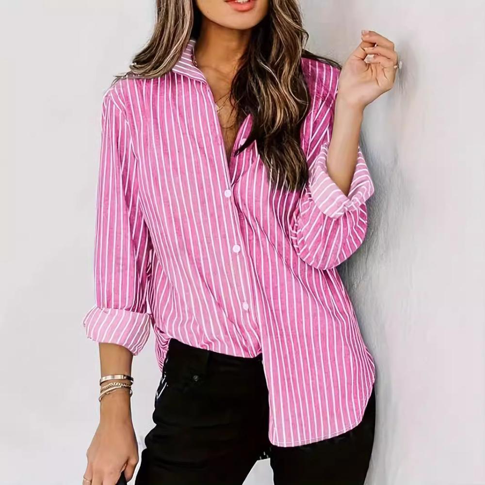 Long Sleeve Roll To 3/4 Stripe Shirt  |  Womens Shirts & Blouses Shirts & Blouses Shirts & Blouses