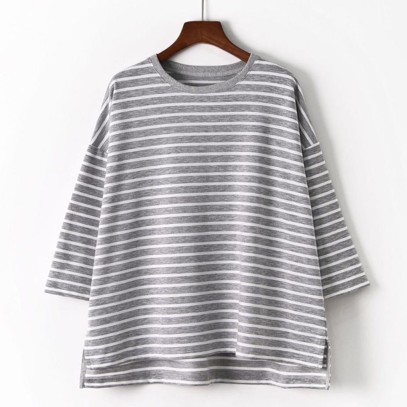 Long Sleeve Stripe Brushed Top  |  Womens Long Sleeve Tops Long Sleeve Tops Long Sleeve Tops