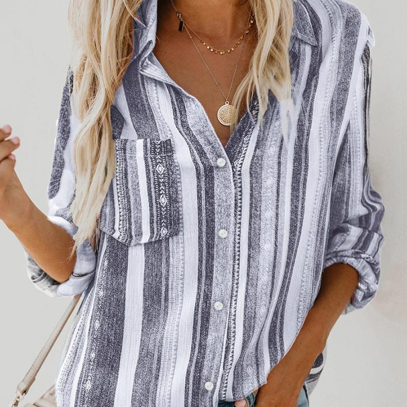 Long Sleeve Stripe Brushed Top  |  Womens Long Sleeve Tops Long Sleeve Tops Long Sleeve Tops