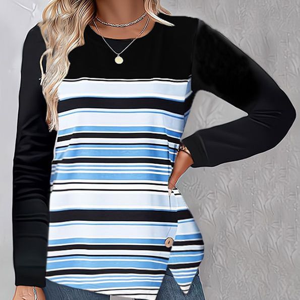 Long Sleeve Stripe Neck Rib Polo  |  Womens Polos Tops Polos