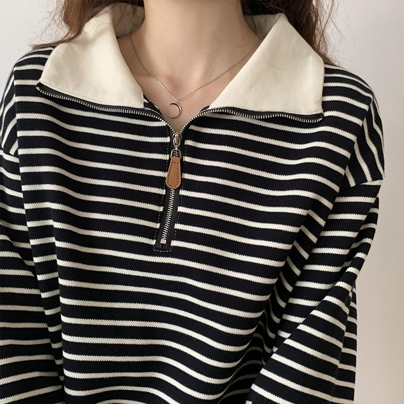 Long Sleeve Stripe Zipped Through Jacket  |  Womens Jackets Jackets Jackets